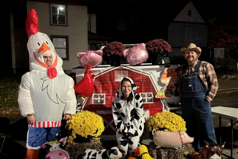 Team dressed up for halloween