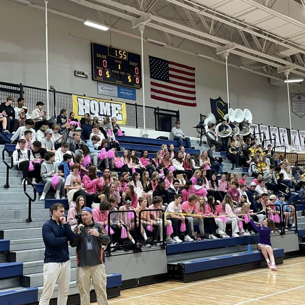 crown of students in bleachers